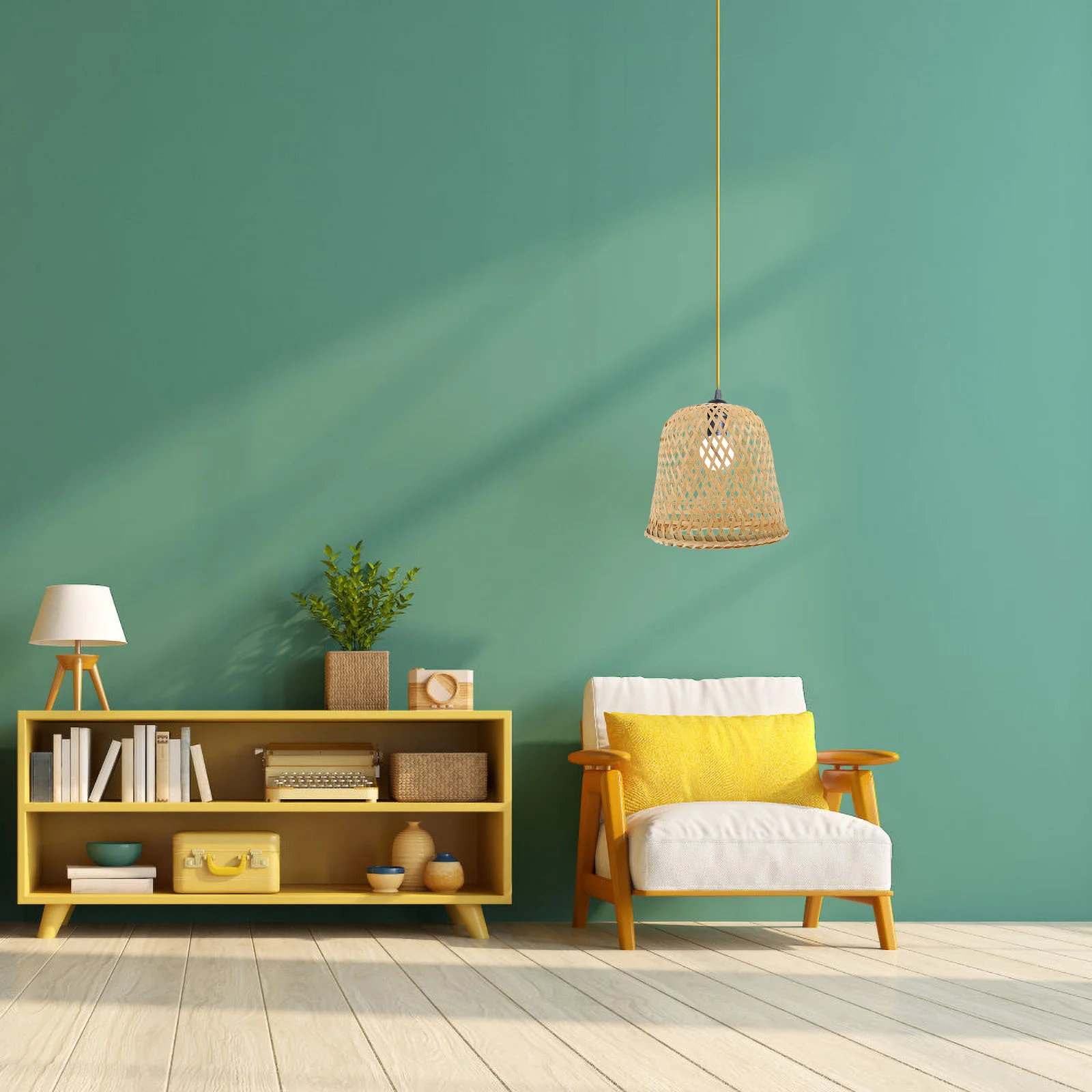 Минималистичный торшер абажур подвесной из бамбукового ротанга потолочные