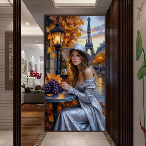 Алмазная живопись "Уличный осенний пейзаж"