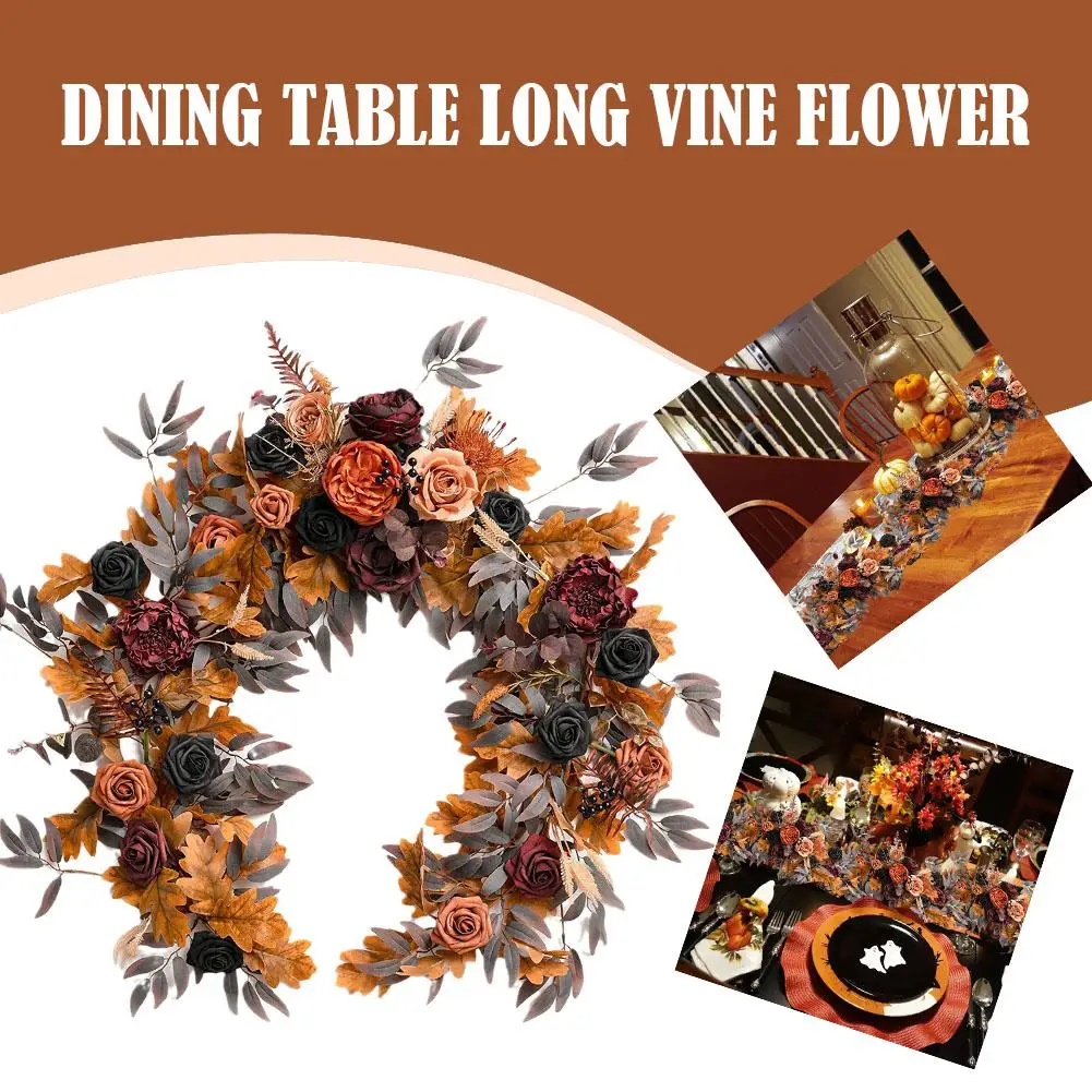 

Halloween Wedding Wreath Simulation Table Flowers Decoration Banquet Rattan Flower Table Long Birthday Table Party Decor Ga H0s5
