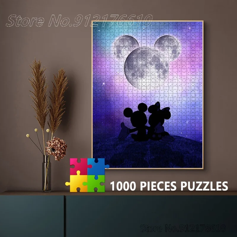 

Mickey and Minnie Cartoon Puzzles Disney Mickey Mouse Jigsaw Puzzles 1000 Pieces Paper Game Decompress Toys for Kids Gifts