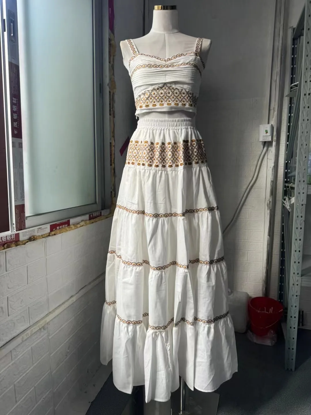 AELESEEN Дизайнерский модный комплект из 2 предметов Женский летний белый