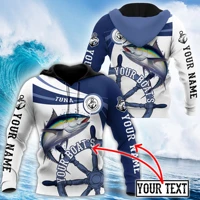 custom name tuna fishing boat team 3d printing mens hoodie sweatshirt autumn unisex zip hoodie casual tracksuits