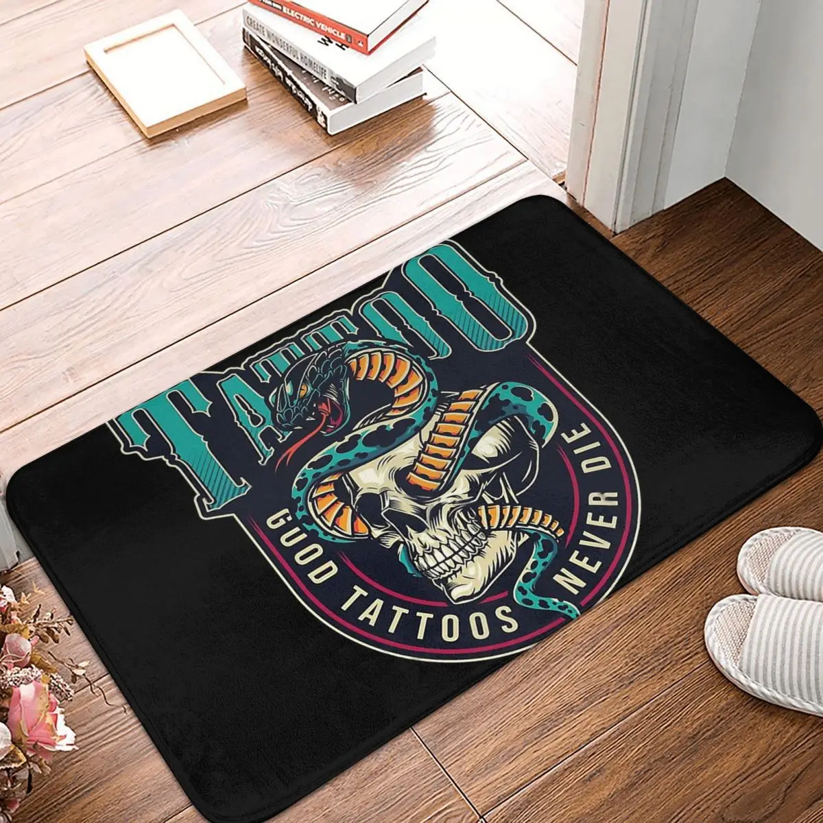 

Cobra Kai Amanda TV Bathroom Non-Slip Carpet Vintage Snake Good Tattoos Never Die Mat Entrance Doormat Floor Decor Rug Room Mats