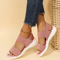 new designer womens elastic ankle strap summer flat sandals casual beach shoes for woman classics non slip lightweight sandals