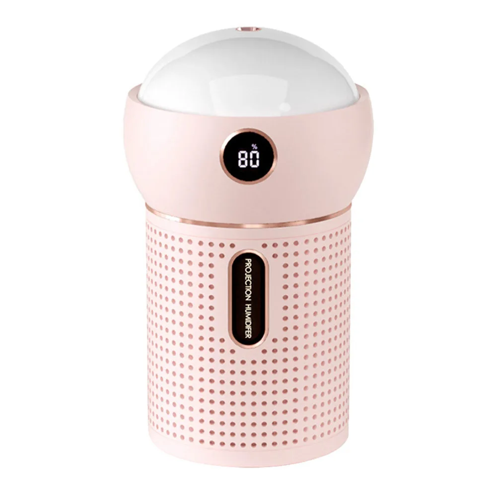

USB Projection Air Humidifier Diffuser USB Rechargeable Essential Oil Diffusers Moisturizing Spray Steam Maker-Pink