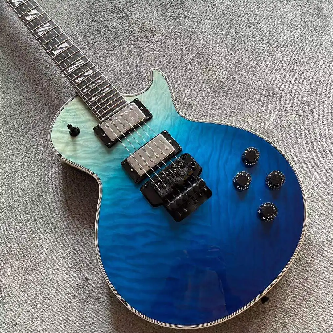 

Custom electric guitar,Blue color flame maple top mahogany body Rosewood fingerboard gitaar Handmade 6 stings guitarra