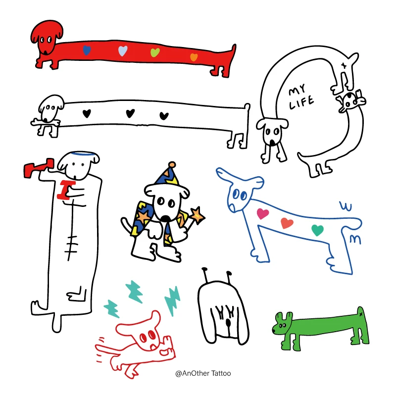 Милые красочные мультяшные татуировки собаки наклейки временные