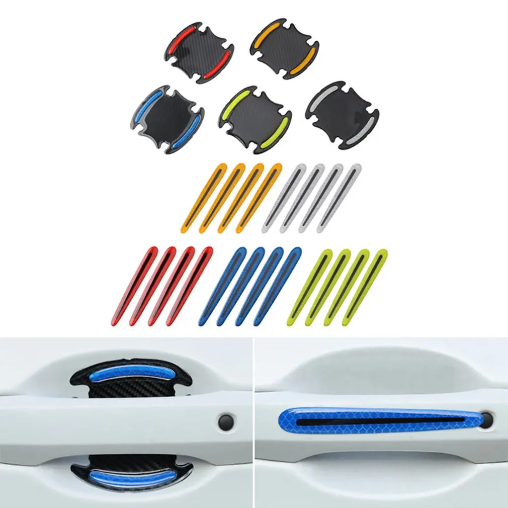 

New 3D Car Door Handle Reflective Strips Warning Tape Door Handle Bowl Cover Sticker Reflector Car Styling Exterior Accessories