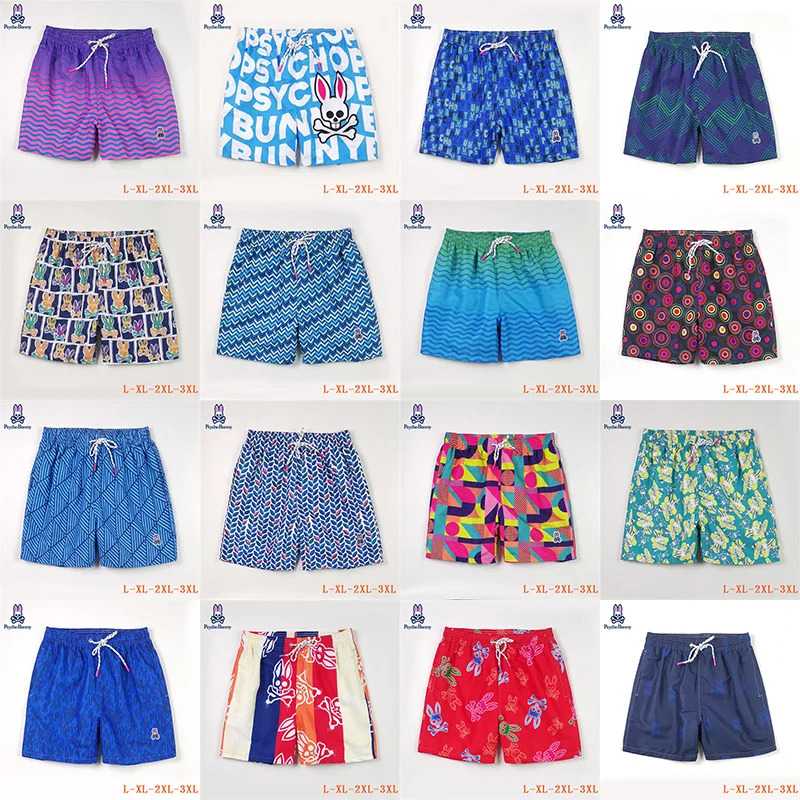 

2023 Summer New Men's Beach Pants, Men's Beach Surfing Shorts, Psycho Bunny Printed Fashion Outwear Shorts