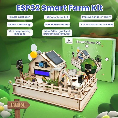 Набор для начинающих Keyestudio ESP32 Smart Farm IOT для Arduino ESP32, графическое программирование для царапин 3,0, набор электронных датчиков «сделай сам»