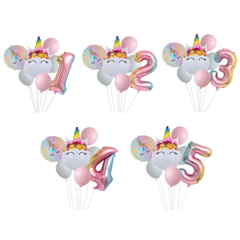 

Rainbow Unicorn Number Balloon Foil Years Old Birthday Party Decorations Kids Unicorn Theme Party Wedding Balls Toys Balloons