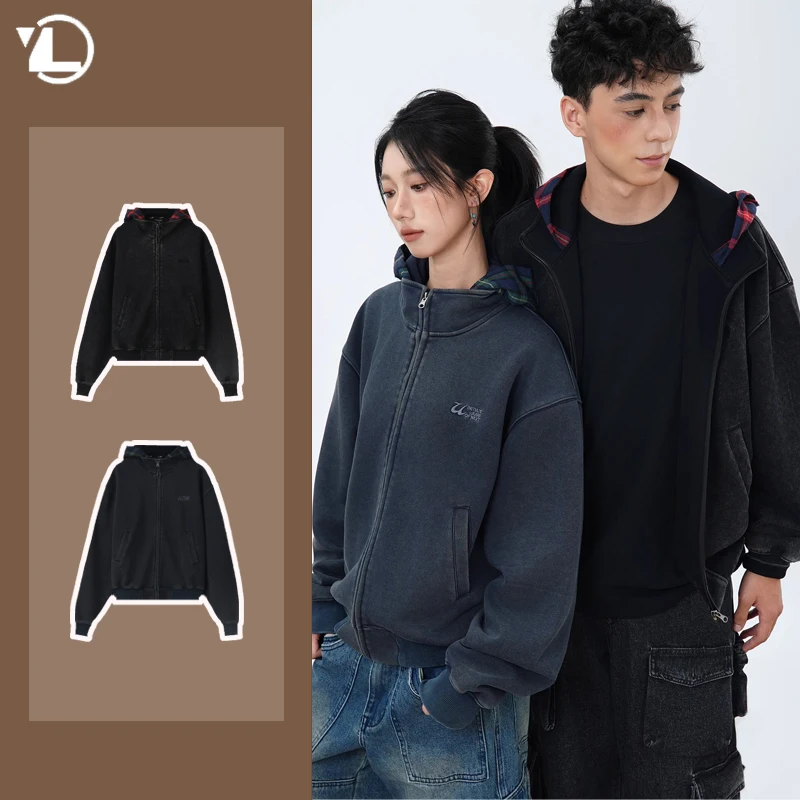 Мужские толстовки с капюшоном в сетку High Street куртки стиле ретро искусственные