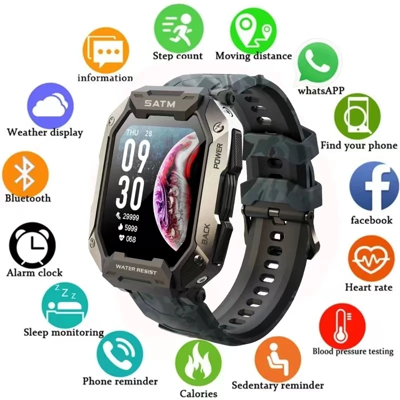 

Новинка 2023, умные часы с Bluetooth и вызовом, уличные спортивные водонепроницаемые умные часы 100 с сенсорным экраном 1,71 дюйма и функцией измерения уровня кислорода в крови