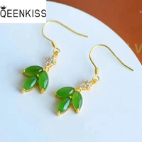 qeenkiss eg5169 fine jewelry wholesale fashion hot woman bride girl birthday wedding gift vintage leaves 24kt gold drop earrings