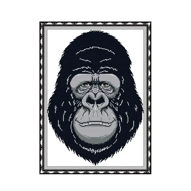 

Joy Sunday King Kong Animal Printed Cross Stitch Kits Pattern 14CT Count Canvas Fabric Embroidery Set Needlework Sewing Kits