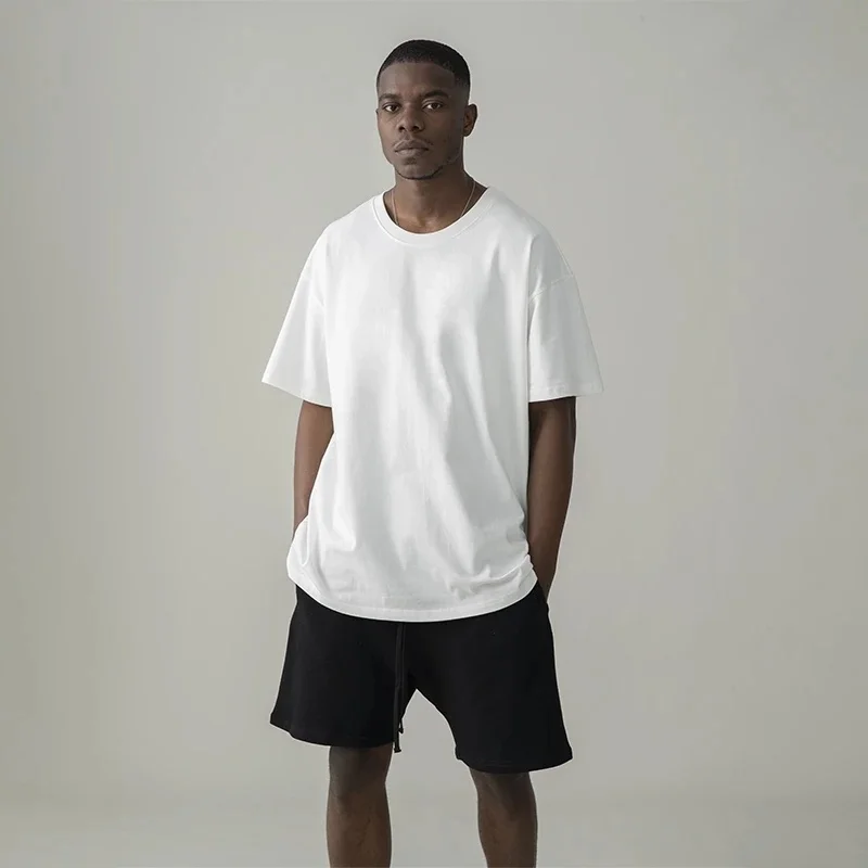 

2022 Mens Summer New 100% Cotton White Solid T Shirt Short Sleeve Fashion Loose Clothes Casual Breathable Oversized Male T Shirt