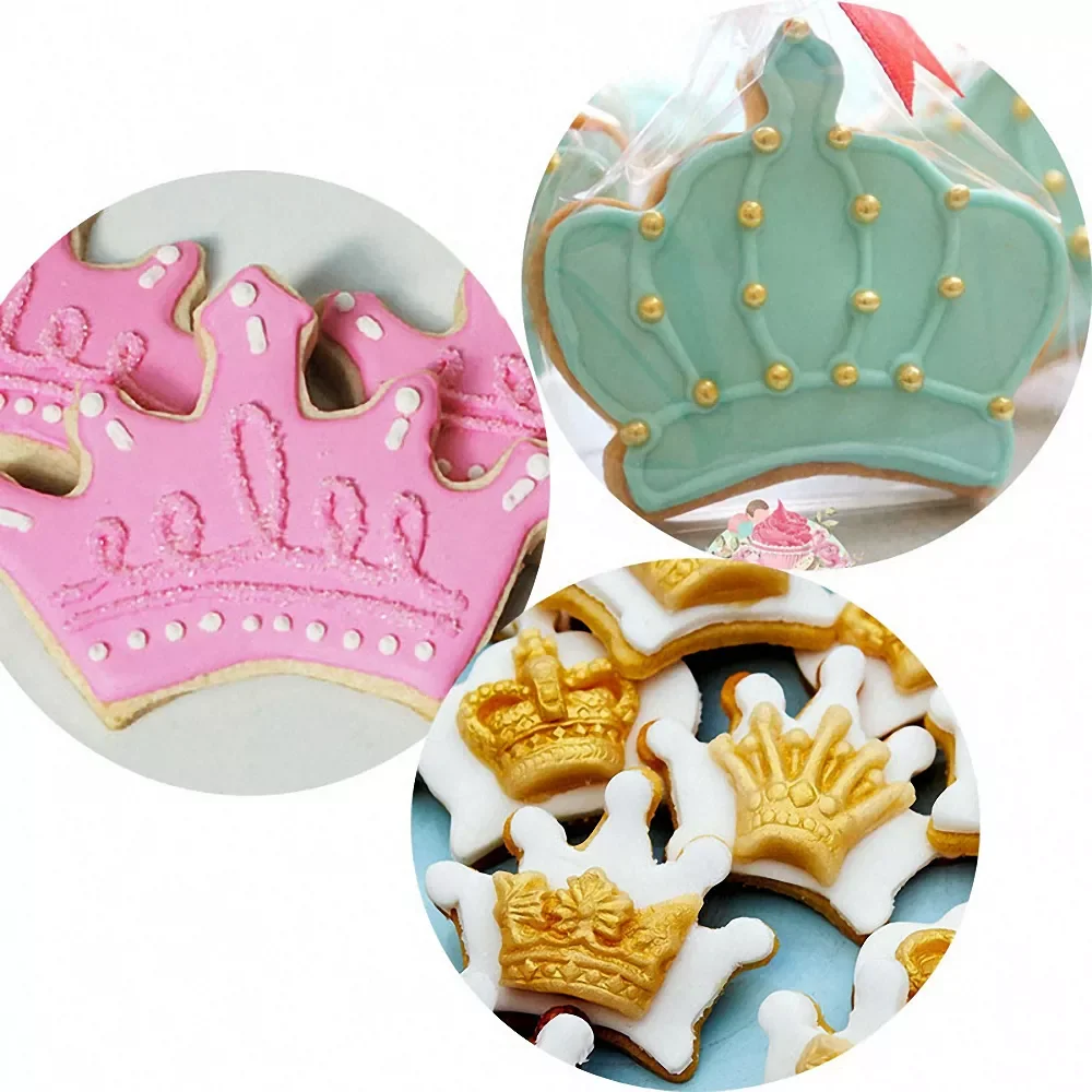 

3D Princess Crown Mold Stainless Steel Biscuit Cookie Cutter Baking Mould King Queen Party Dessert Die Cake Baking Tools