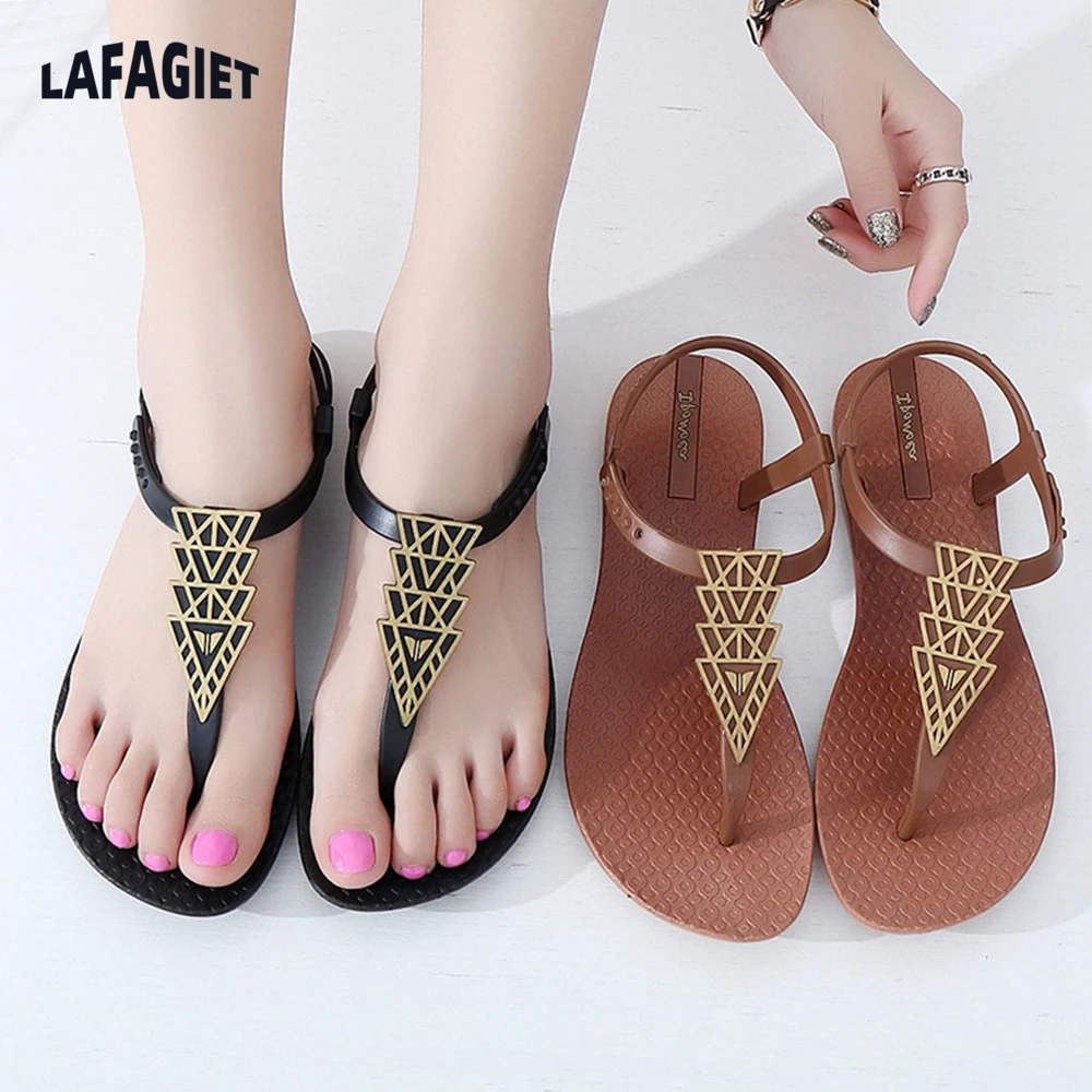 

Summer Women Outdoor Flip Flops Sandals Net Sandals Indoor Bathroom Shoes Female Bohemian Flat Bottom Resort Beach Ladies Shoes