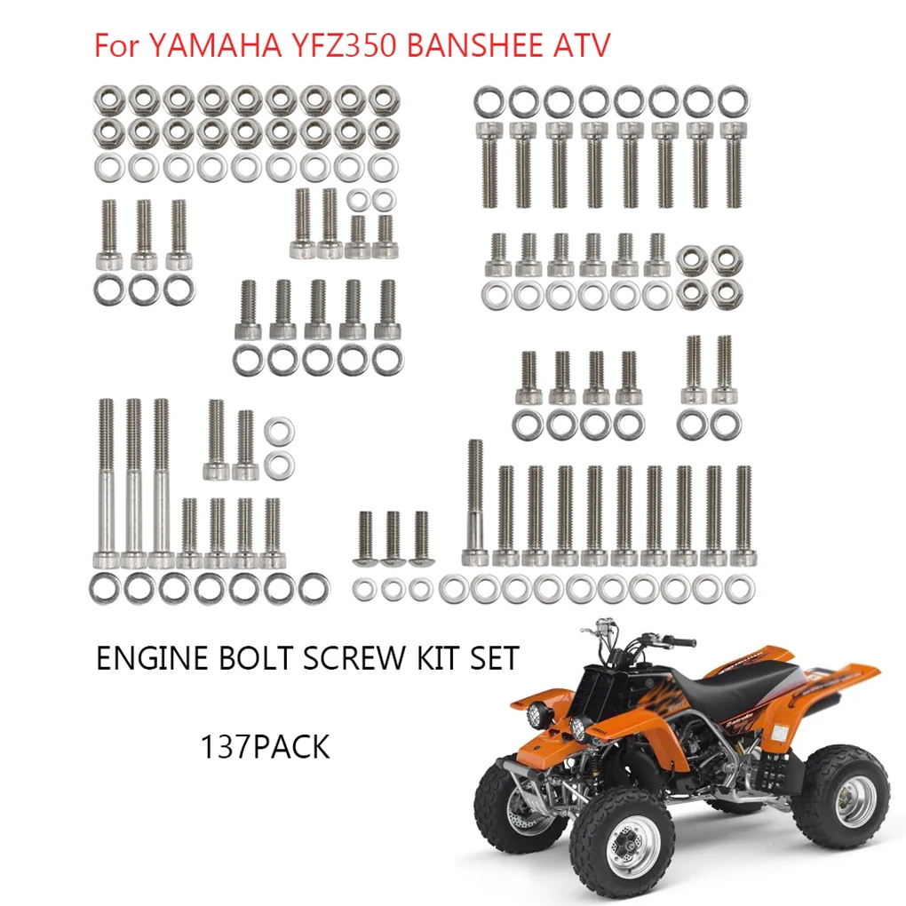 

137 Pieces Set Motorcycle Engine Screws Nuts Washers Stainless Steel Bolts Repair Upgrade Accessories Spare Parts