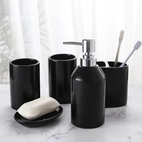 5pcs bathroom accessories set liquid soap dispenser ceramic toothbrush holder cup soap dish shampoo bottle liquid soap dispenser
