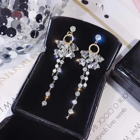 Серьги-капельки гуантуо золотые кристаллы