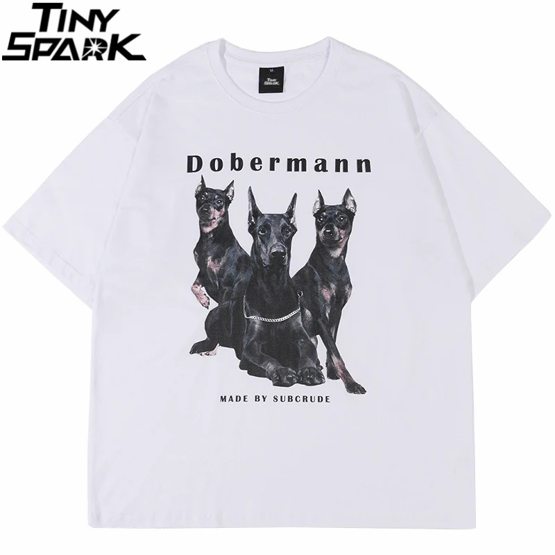 Мужская футболка в стиле хип-хоп уличная Футболка с принтом собак и буквами 2022