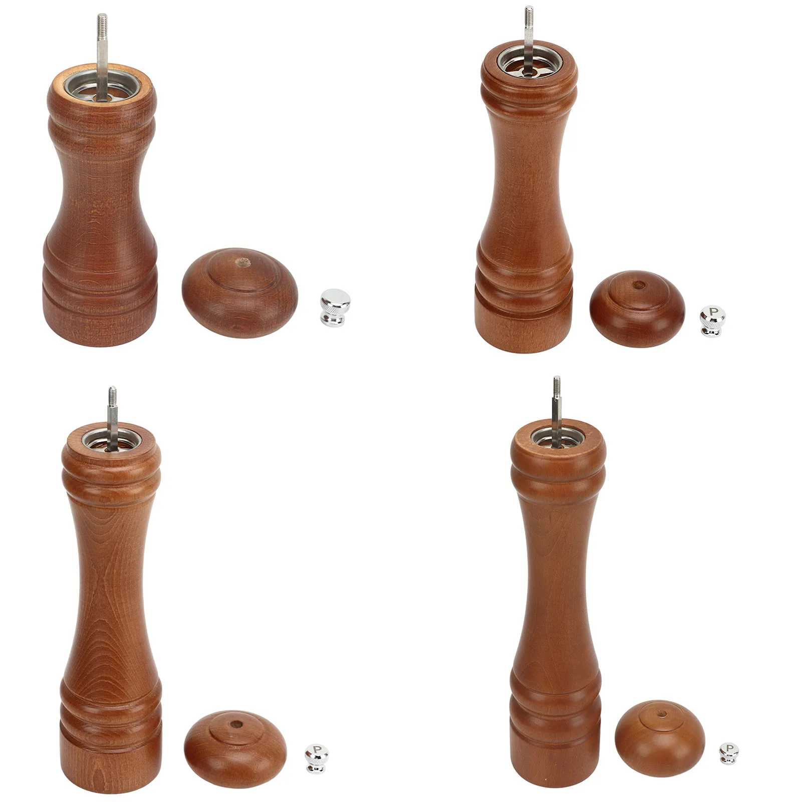 

Pepper Mill Wooden Pepper Grinder Refillable Easy To Clean Stainless Steel Core Adjustable Grind Level Rustproof Compact for