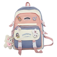 traveasy cute new woman backpack nylon waterproof pink high schoolbag student kawaii bookbag for girls rabbit with plush pendant