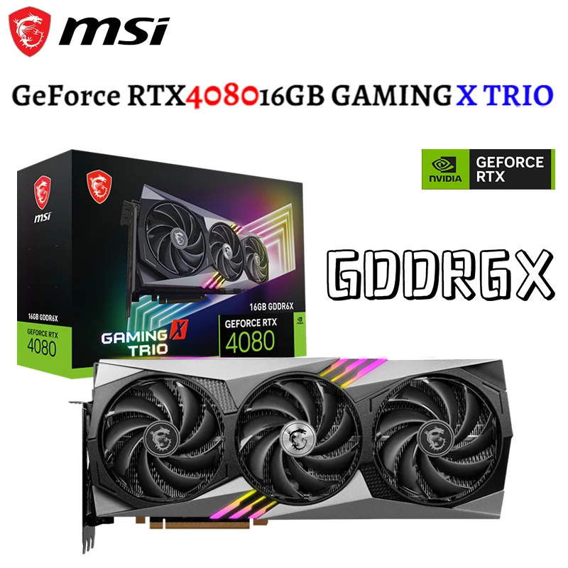 

MSI NVIDIA GeForce RTX 4080 16GB GAMING X TRIO Video Cards 22.4 Gbps GDDR6X 256Bit 2610 MHz DeskTop GPU Motherboard Graphic Card