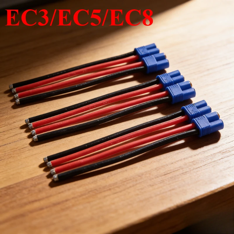 Фото Кабель-переходник EC5 EC8 14/10/8AWG EC3 (штекер-гнездо) для экстренного запуска, с разъемами типа «банан», для аккумуляторов радиоуправляемых моделей и игрушек, провод-пигтейл №1