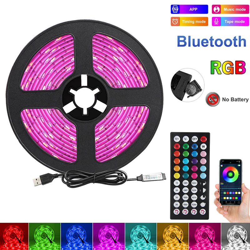 

Bluetooth LED Strip Light Bar TV Backlight USB Neon 5V APP Controlled SMD5050 for Halloween Room Decoration Gift Luces