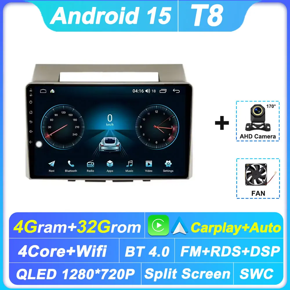 

Автомагнитола Carplay, мультимедийный видеоплеер для Toyota Corolla Verso 2004-2009, 8-ядерный процессор, Android 16, 5G Wi-Fi, GPS, Bluetooth