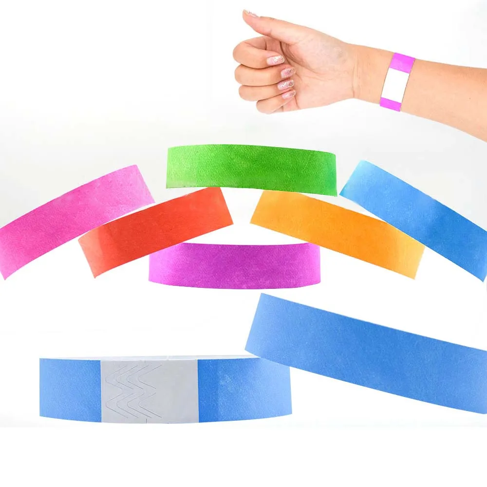 

1000Pcs Paper Wristbands Bracelet Solid Color Disposable Waterproof Count Identification Mark Tamper-Proof for Events Parties