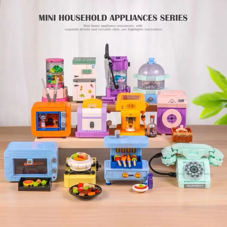 

Мини Бытовая техника в стиле ретро, строительные блоки, блоки для просвещения, игрушка «сделай сам», блоки, развивающие игрушки для мальчико...