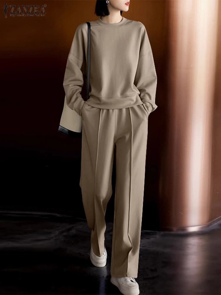 ZANZEA осенний женский костюм-свитшот комплект из 2 предметов женская одежда