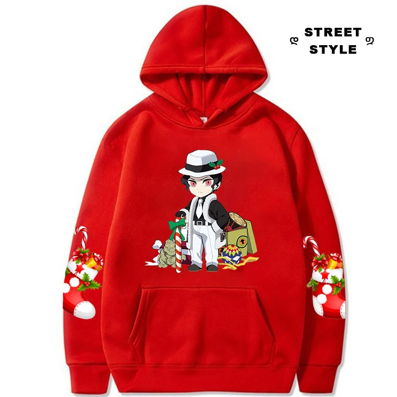 

Толстовка с капюшоном с изображением рассекающего демонов аниме, милые толстовки Kibutsuji Muzan с графическим принтом, рождественские пуловеры, топы, Повседневная Уличная одежда в стиле хип-хоп