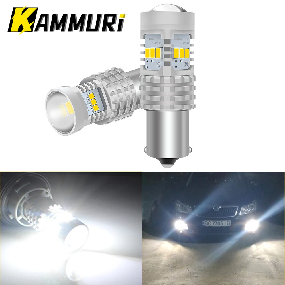 KAMMURI 2 шт. 6000K белый P21W 1156 BA15S светодиодный DRL дневные ходовые огни лампы заднего