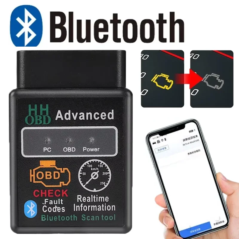 Bluetooth-совместимый автомобильный сканер OBD2 Elm327 Android IOS Windows V1.5 считыватель кодов OBDII