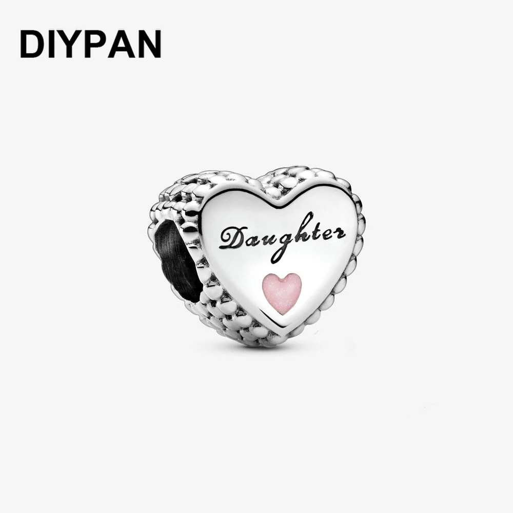 

Fit Original Pandora Bracelet Charm Daughter Heart Charm Bead Silver Plate Jewelry Berloque