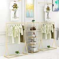 light luxury fashion clothes rack clothing display coat rack wall hanging iron metal rack combination with dressing room system
