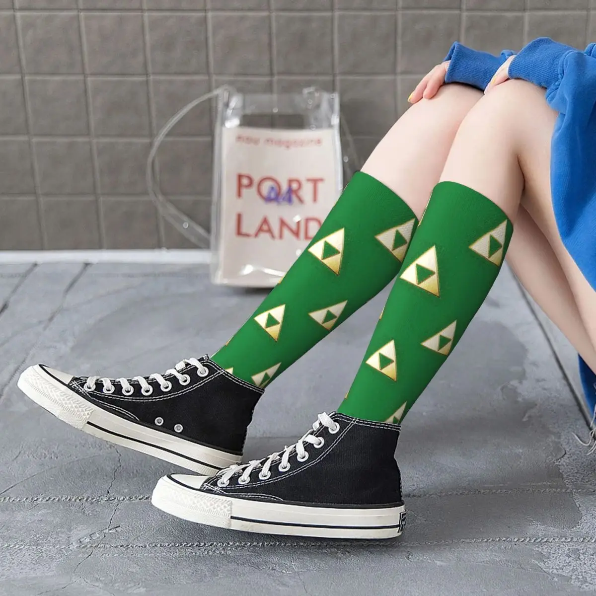 Золотые носки Triforce с блестками краски Harajuku высококачественные чулки всесезонные