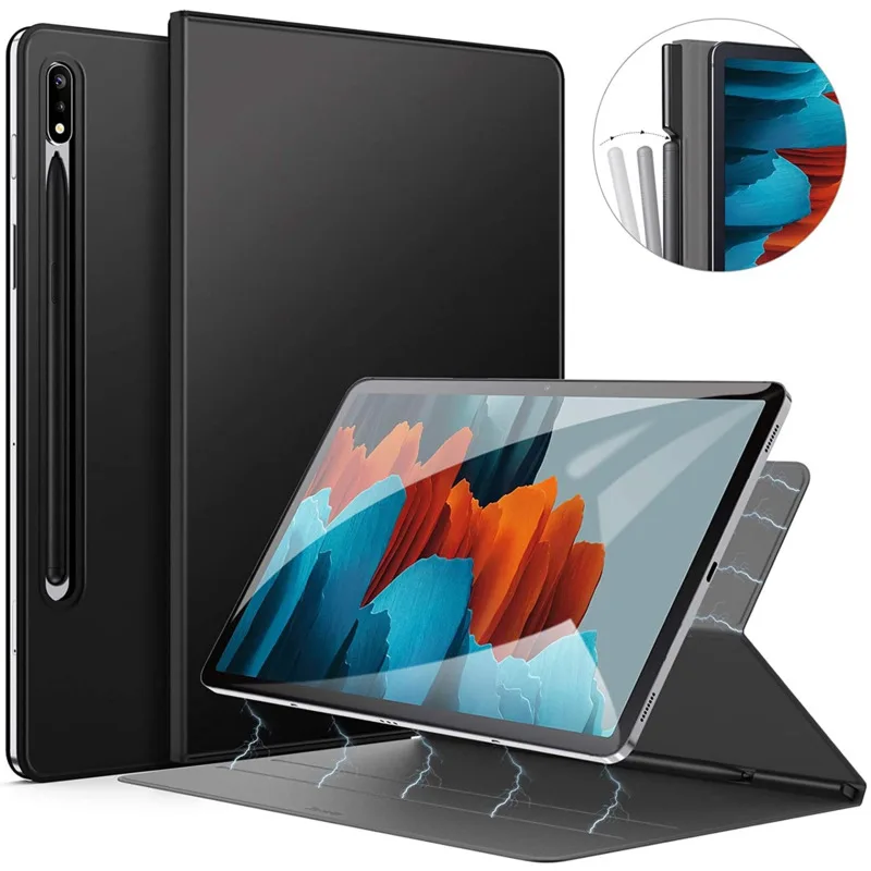 

For Samsung Galaxy Tab S7 Plus Fe Case,Magnetic Stand Cover With Pencil Holder For Galaxy Tab S6 Lite Case