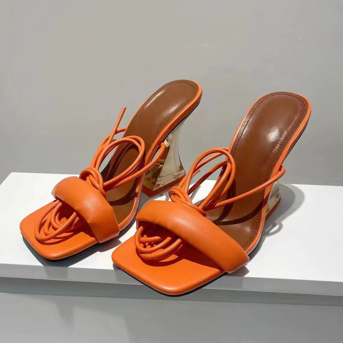 

Summer Women's High Heels Sandals Fashion Feet Bare Strappy Open Toe Shoes Sexy Plus Size 43 Women Clear Heels Shoes 2022