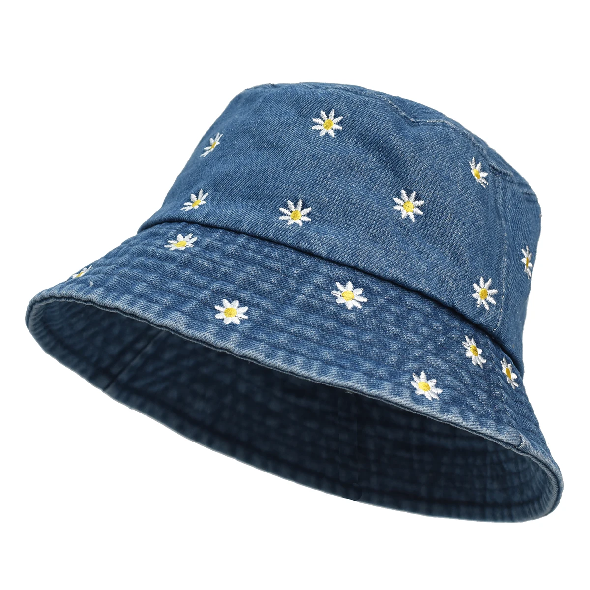 

New Fisherman Hat Vintage Denim Bucket Hats Flower Outdoor Men Women Washed Cotton Panama Hat Fashion Hip Hop Gorros Bob Hat