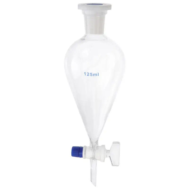 

125ml Separatory Funnel Pear Shape Laboratory Borosilicate Glass Distiller