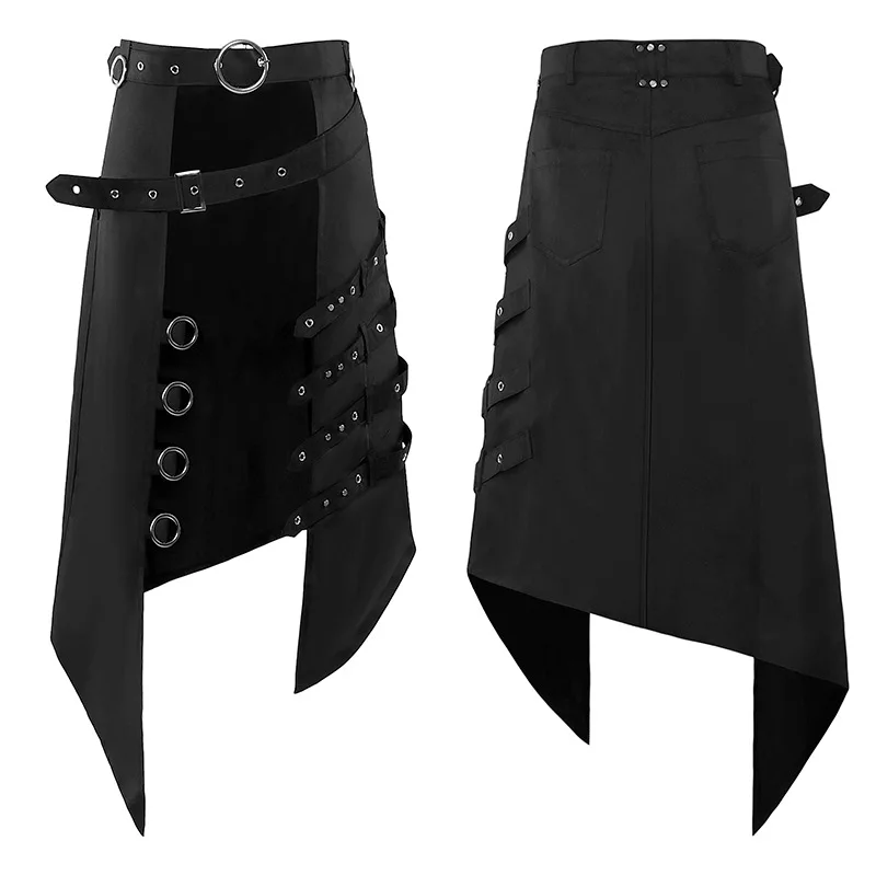 

New Medieval Dark Rock Punk Steam Gothic Asymmetrical Ring Half Skirt