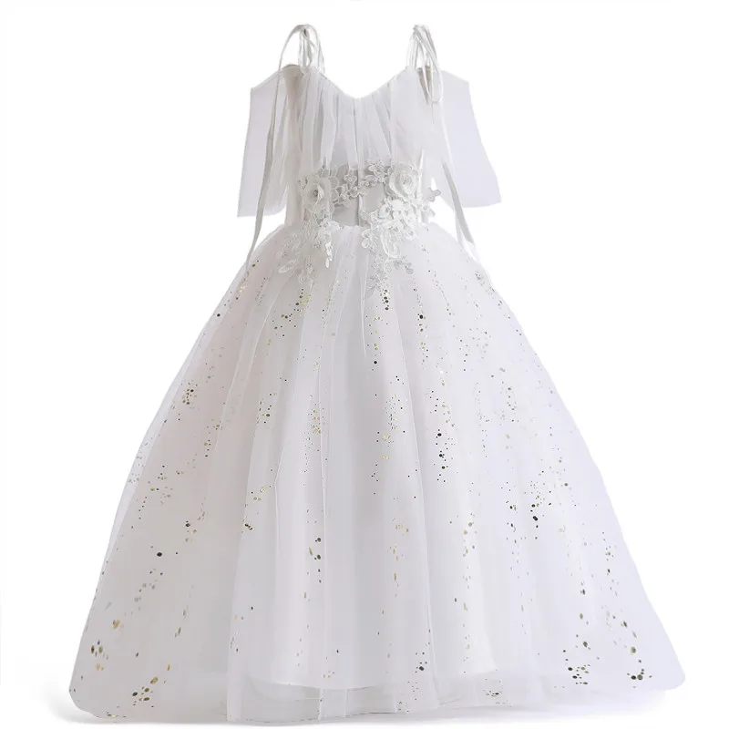 

Wedding Bridesmaids Dresses For 5-14 Years Girls Flower Lace Tulle Dress Children Girl Ceremony Formal Prom Gown Pageant Vestido