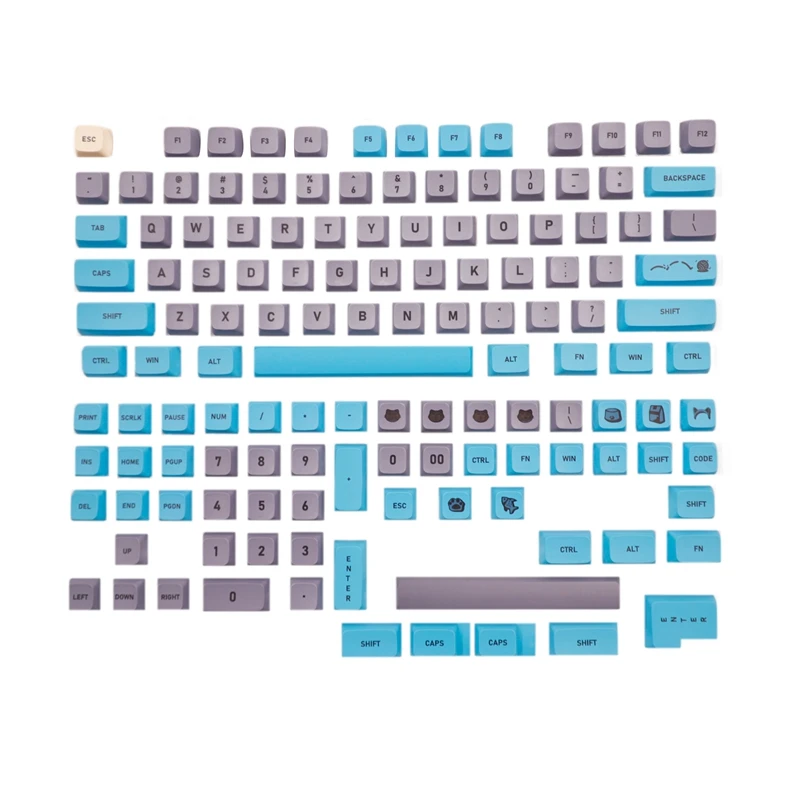 

134 Keys XDA Profile PBT Dye Sublimation Keycaps Compatible With All Mechanical Gaming Keyboards (Blue Cat)