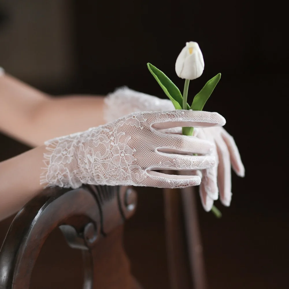 

Короткие женские аксессуары в стиле ретро, длинные кружевные перчатки для банкета и косплея, свадебные варежки, сетчатые перчатки для невесты