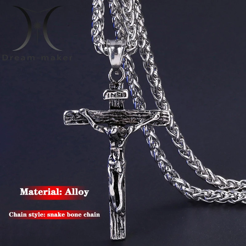 

2022New Summer Long Titanium Steel Necklace Street Hipster Fashion Cross Jesus Necklace Male Dance Hip Hop Tide Brand Jewelry